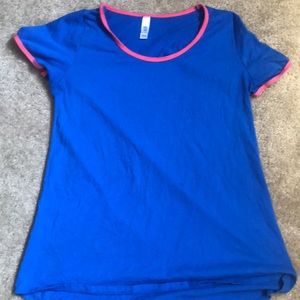 Lularoe Blue with Red ringer Classic T